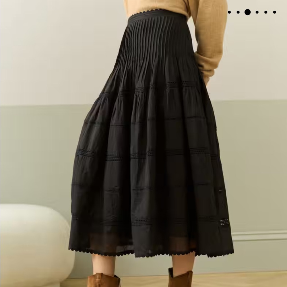Brora Cotton Pintuck Skirt